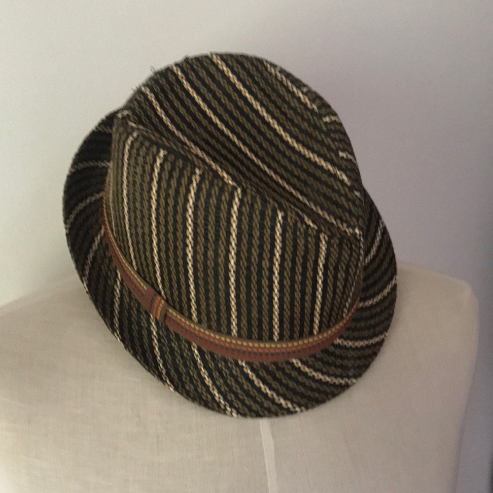 Nine West Brown Striped Fedora with Tan Band